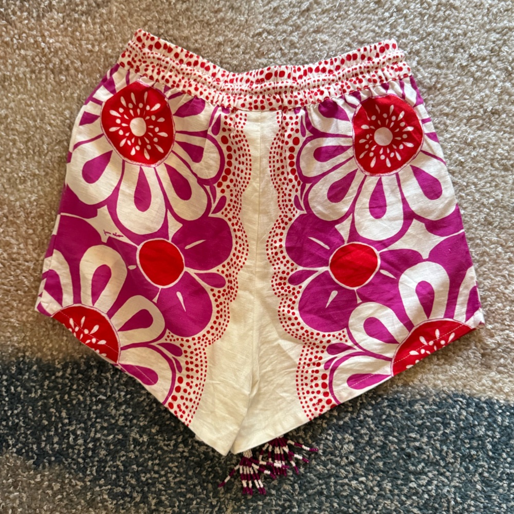 NEW Farm Rio Maia Floral Linen Blend Drawstring Shorts - Picture 9 of 9